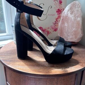 Black Platform Suede Heels